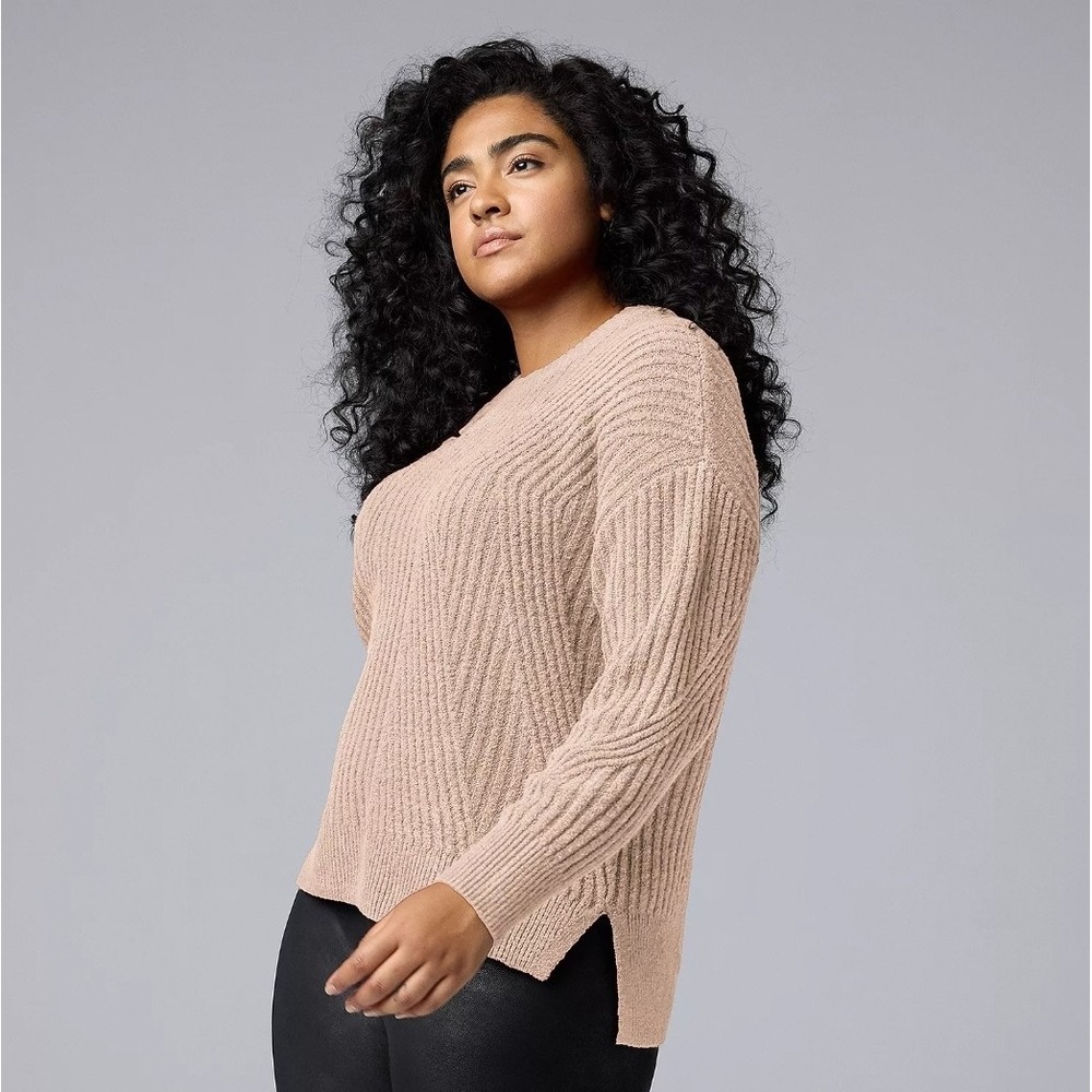 Capsule‎ Soft Girl Crewneck Oversized Sweater Office Casual Tan 4X Cozycore NWT